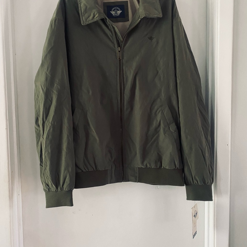 Dockers Men's Olive Zip-Up Bomber Jacket